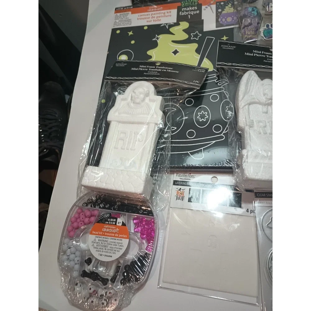Halloween Craft Supply Lot Creatology Recollections Stamps Stencils Foam Tombs